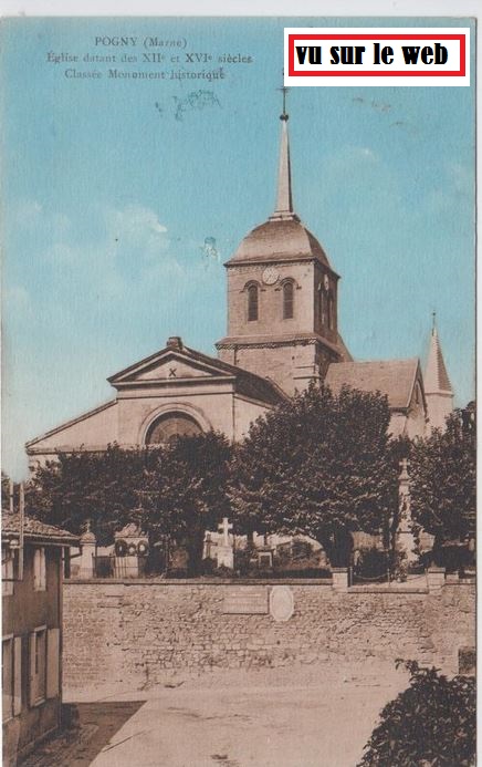 pogny eglise vue rue  du pont